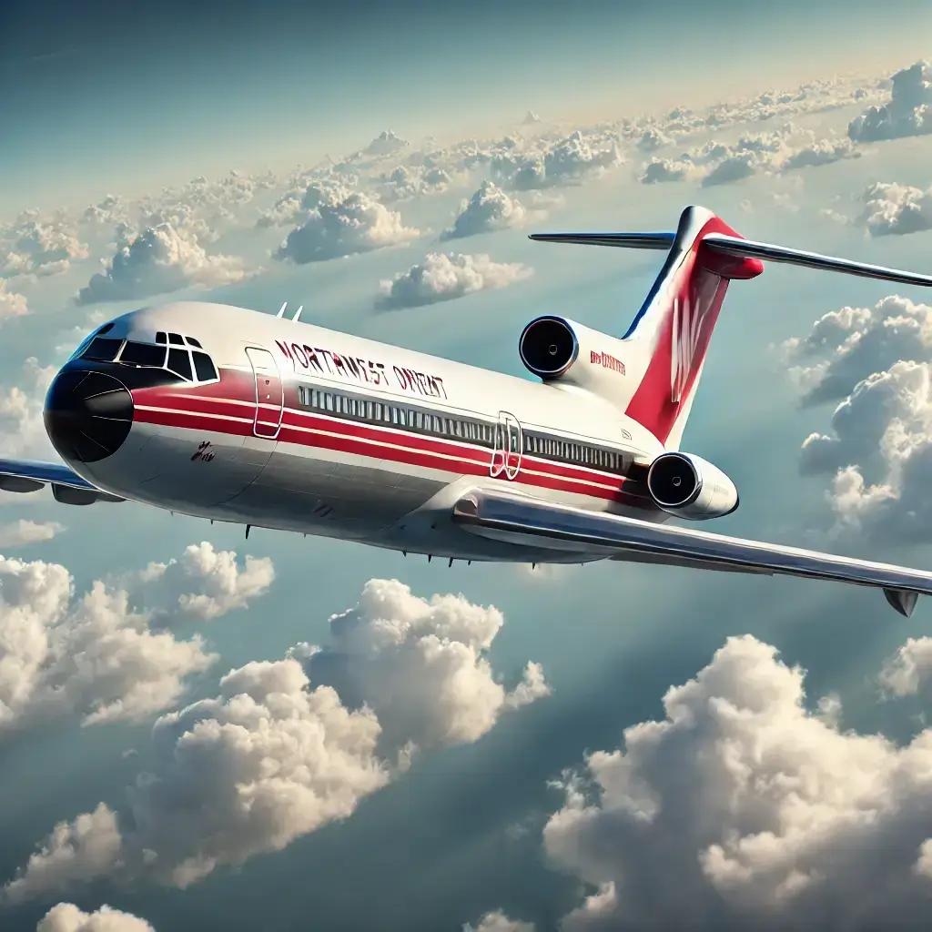 Image réaliste d’un Boeing 727-51 de la Northwest Orient Airlines en plein vol