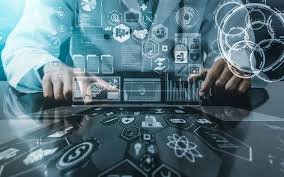 Représentation futuriste de l'avenir de la santé avec l'intelligence artificielle, la télémédecine et les innovations médicales avancées.