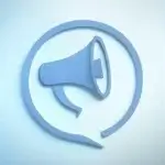 Logo représentant un mégaphone stylisé dans une bulle de dialogue, symbole de communication claire et efficace.