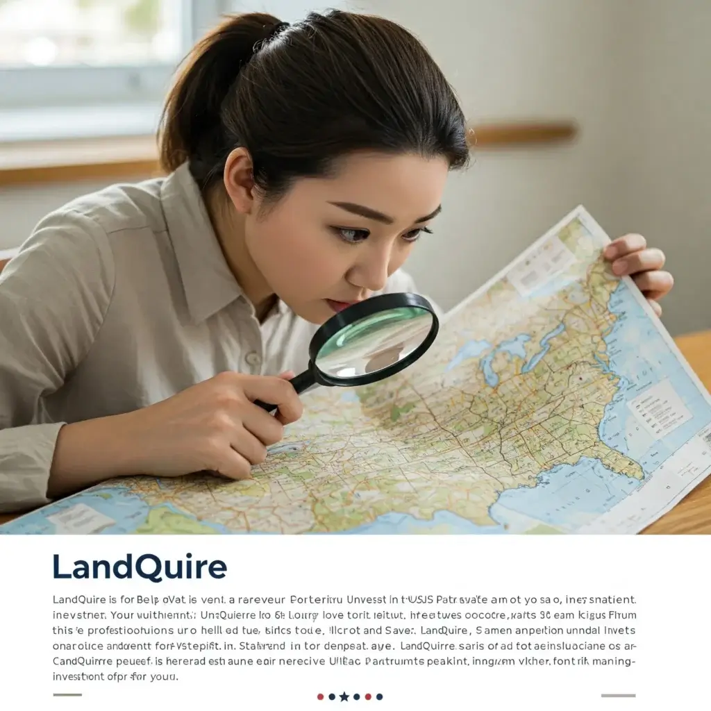 Une personne regarde une carte des États-Unis avec une loupe pour un Investissement foncier US