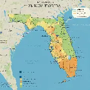 Investir Immobilier Floride : Carte de la Floride mettant en évidence les zones clés liées au tourisme, à l'agriculture et à d'autres mots clés de l'article.