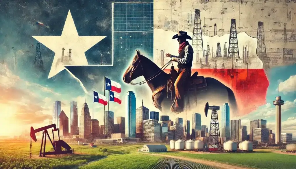 Une large vue du Texas mettant en avant son patrimoine historique