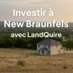 Investir dans le Marché de l'immobilier à New Braunfels avec LandQuire – vue réaliste d’un terrain texan prêt à bâtir avec maison et horizon