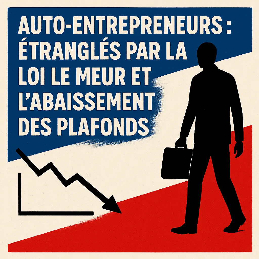 auto-entrepreneurs en danger fiscal : affiche engagée contre la loi Le Meur et la précarisation