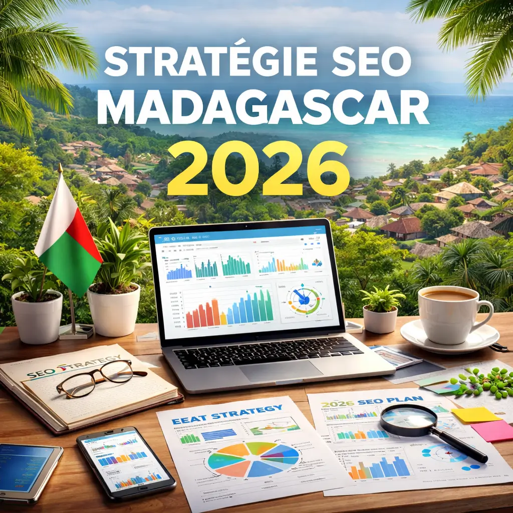 Stratégie SEO Madagascar : environnement de travail analysant les performances SEO en 2026 depuis Majunga