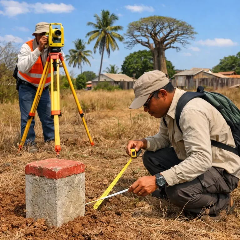 bornage terrain Madagascar réalisé par un géomètre topographe pour délimiter officiellement une parcelle avant un investissement immobilier
