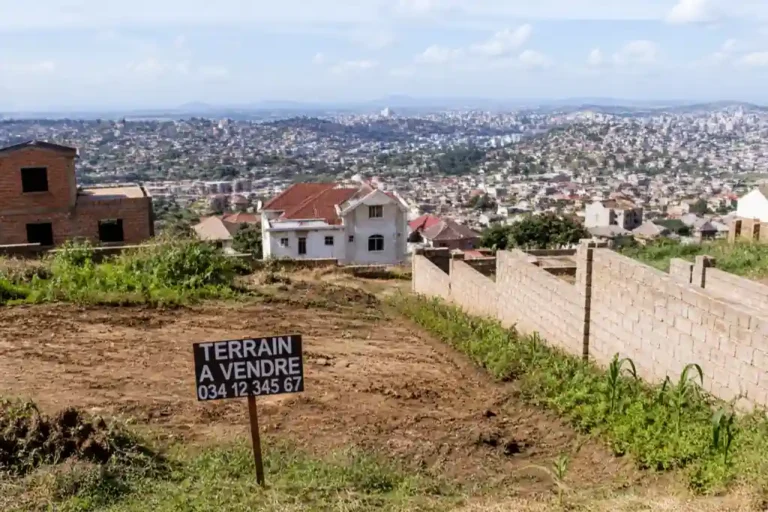 prix terrain Madagascar par ville : terrain à vendre à Madagascar avec vue sur une ville illustration prix terrain Madagascar par ville 2026